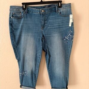 Talbots Denim Boyfriend Jeans with Floral Detail